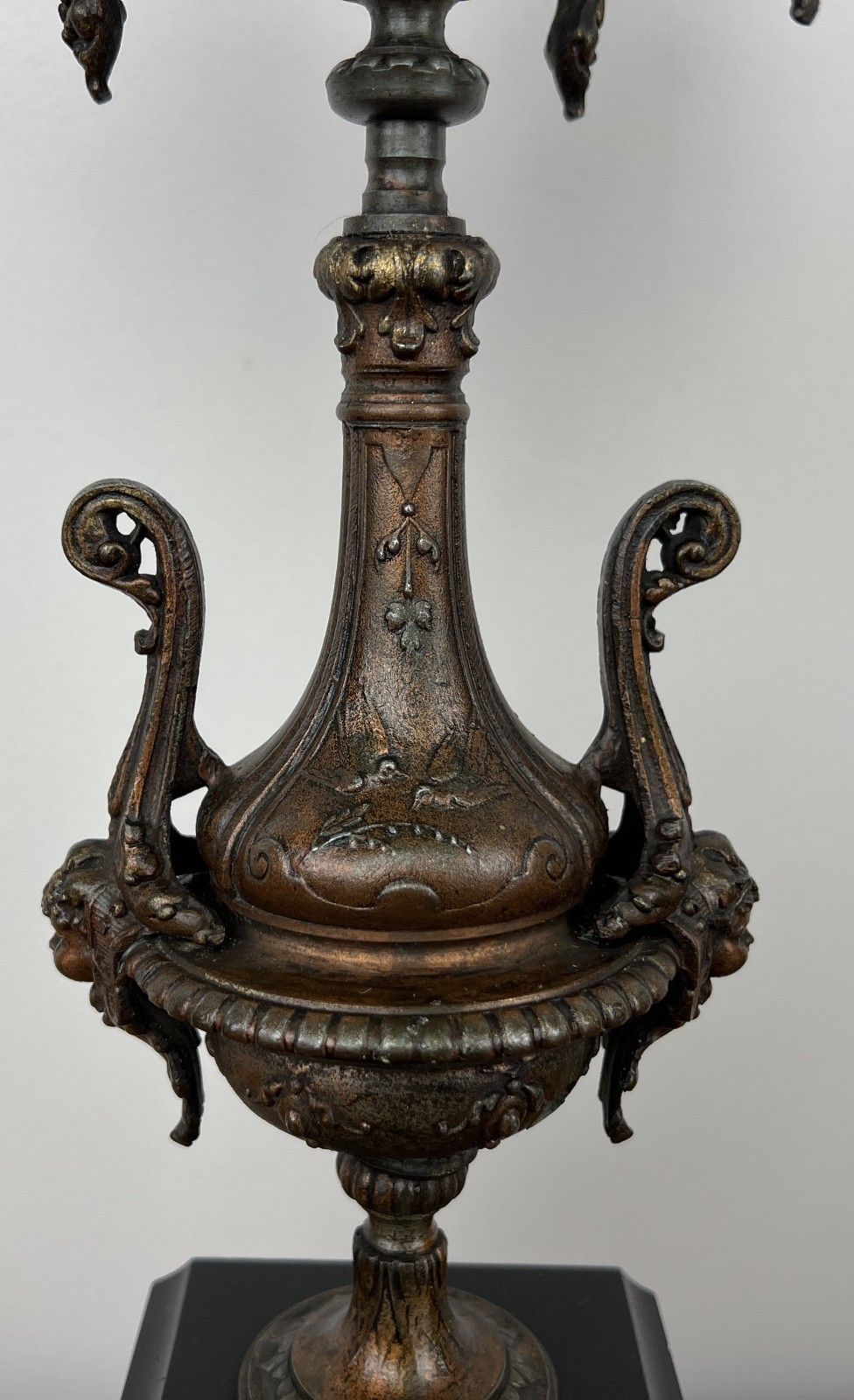 Candelabra Antique French Brass Marble 5 Arm Ornate Candle Holder Lot 4936 photo vintage