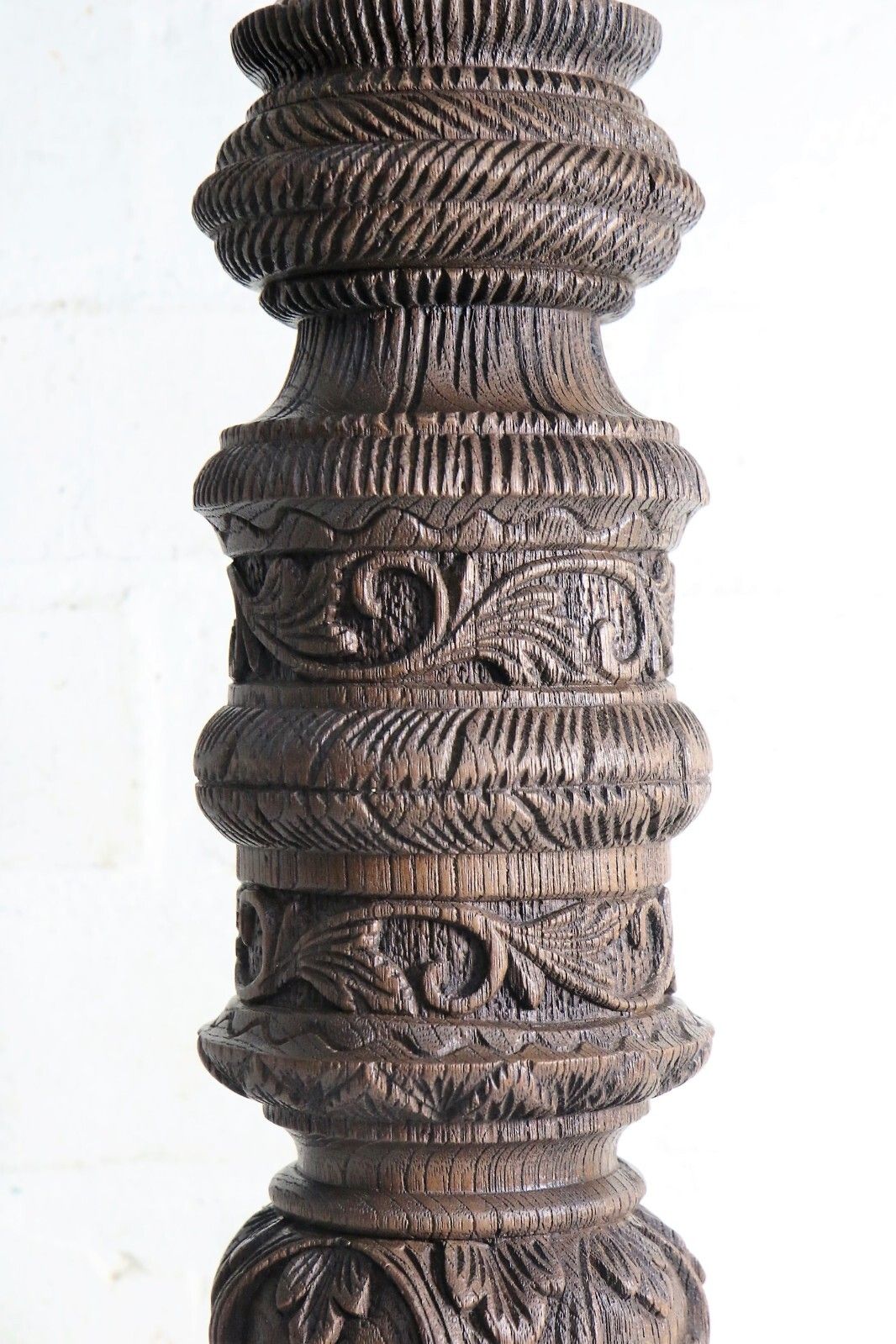 photo furniture Table Lamp Antique Wooden Oak Table Lamp Late 19th C. Art Nouveau Finely Carved