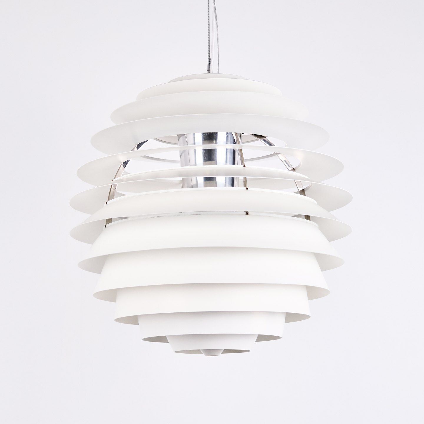 Poul Henningsen Ph Louvre Pendant In Metal For Louis Poulsen, Danish Design 1957 photo vinterior