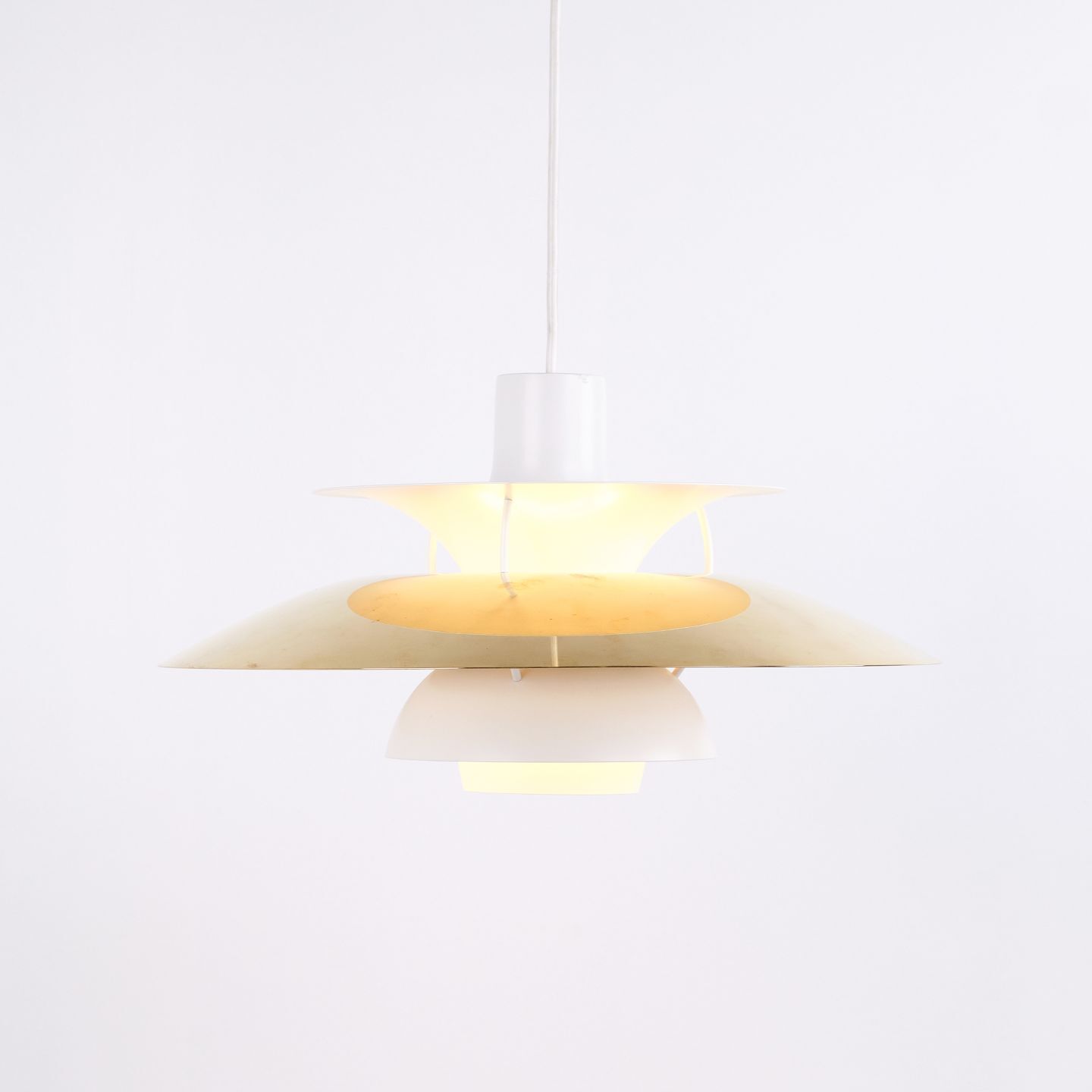 Poul Henningsen Pendant Model Ph 5 In Brass, Louis Poulsen