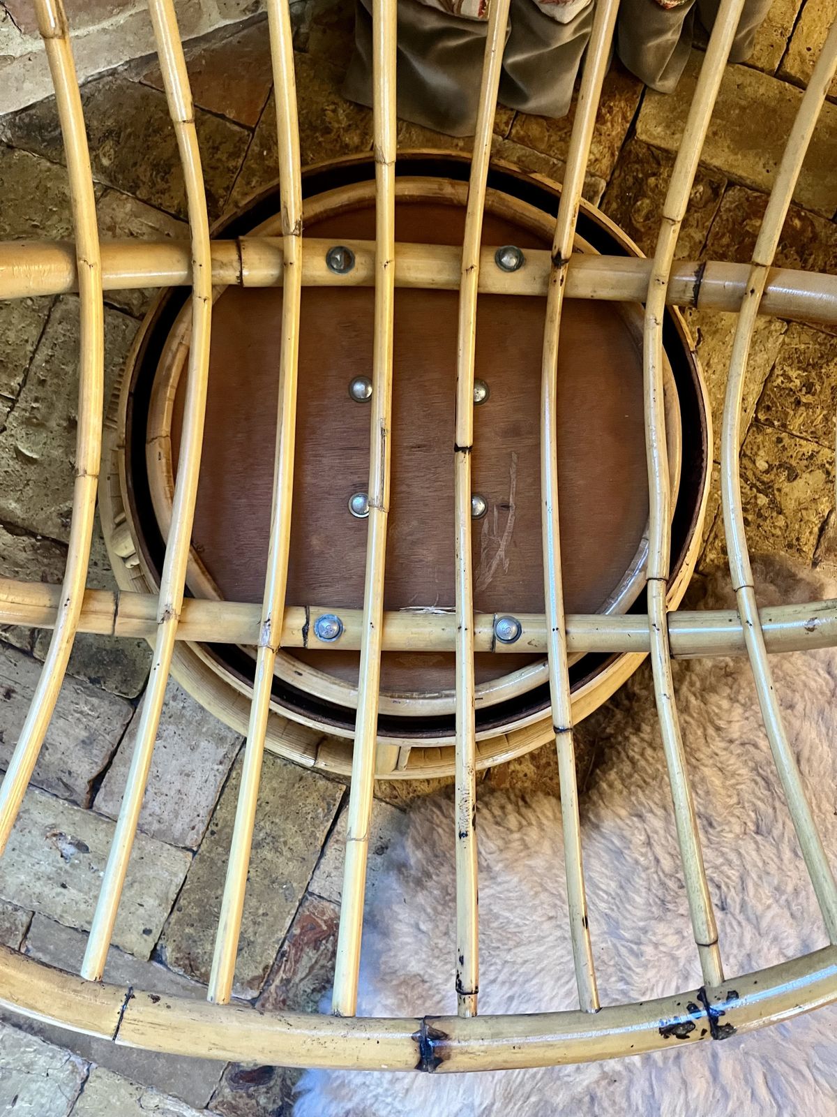 Mid Century Bamboo Swivel Egg Chair photo Furniture