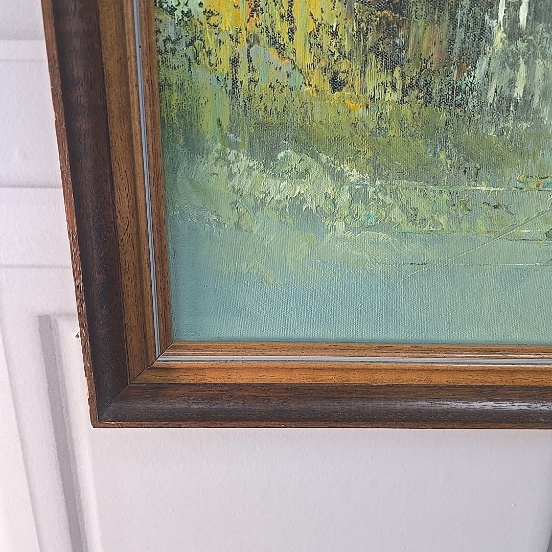photo furniture Vintage Framed Oil Painting City Street Scene Impressionist Signed Wilson Mcm