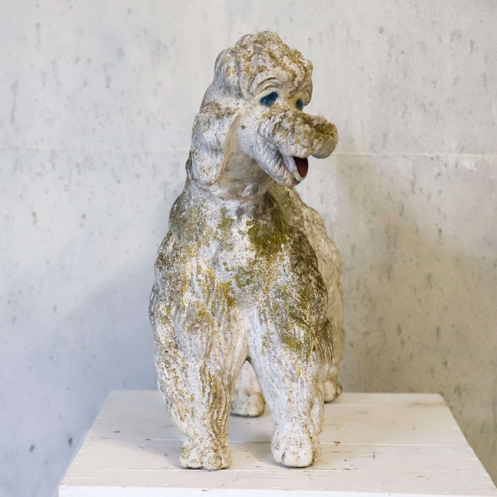 photo furniture Decorative Playful Mid‑Century Composite Stone Poodle Figure With Original Paint C.1950