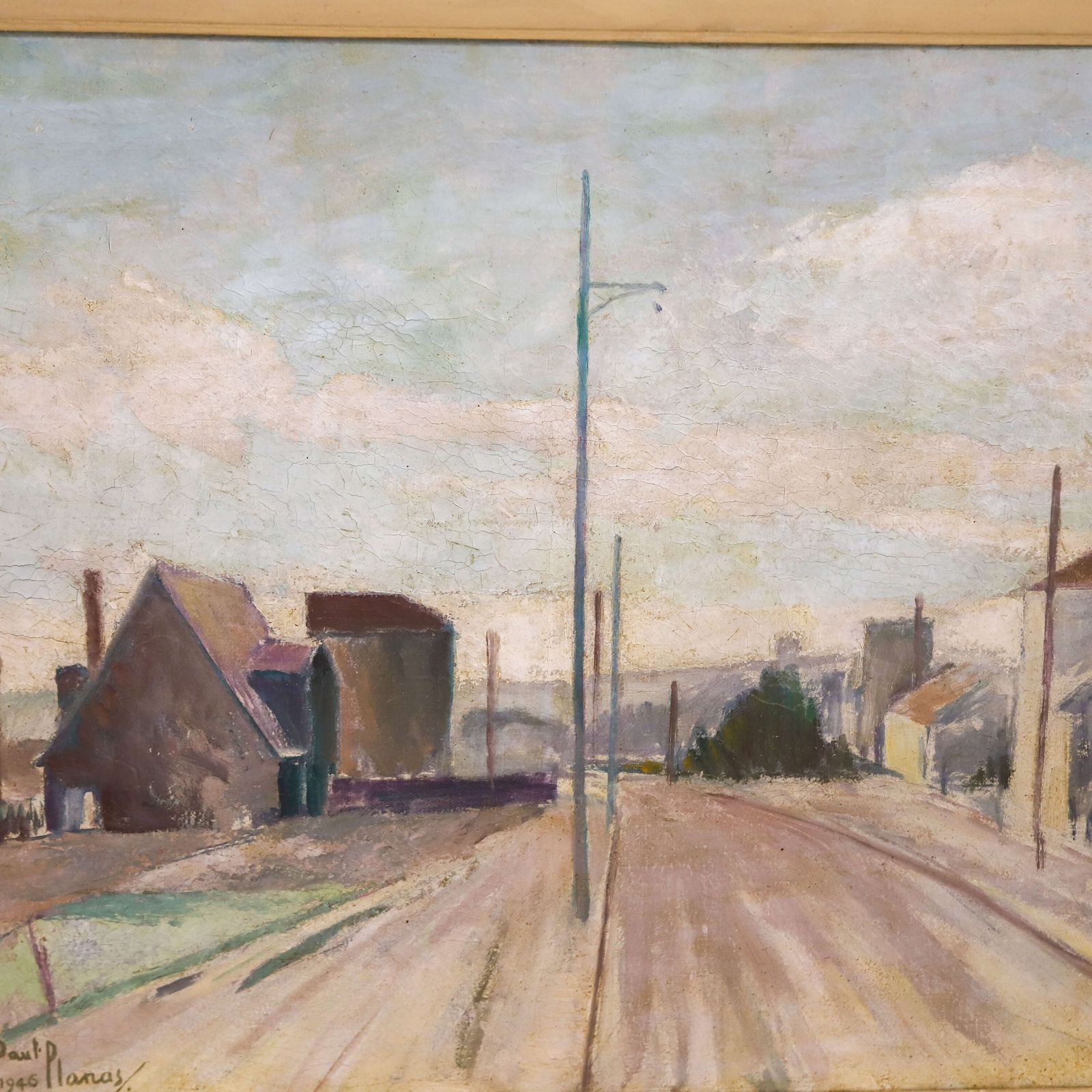 Paul Planas (French, 20th C.)   La Rue Des Meuniers, Bagneux, 1946   Oil On Canvas photo Art
