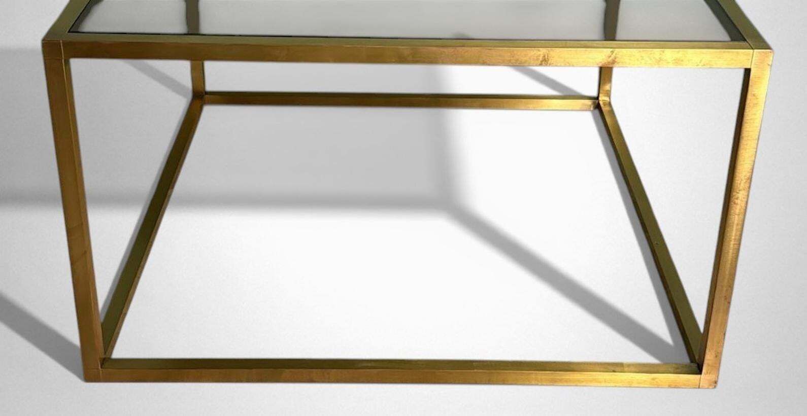 Furniture Willy Rizzo Style Italian Brass And Smoked Glass Coffee Table photo