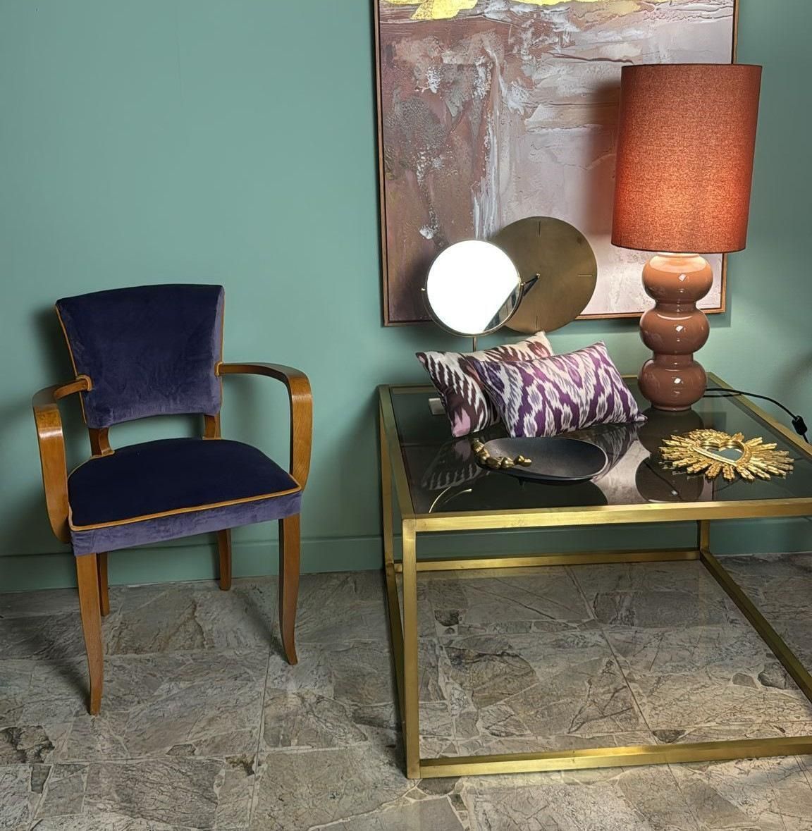 photo vintage Willy Rizzo Style Italian Brass And Smoked Glass Coffee Table