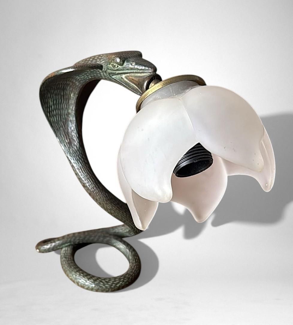 Italian Art Deco Table Lamp In Metal And Frosted Glass photo Lighting