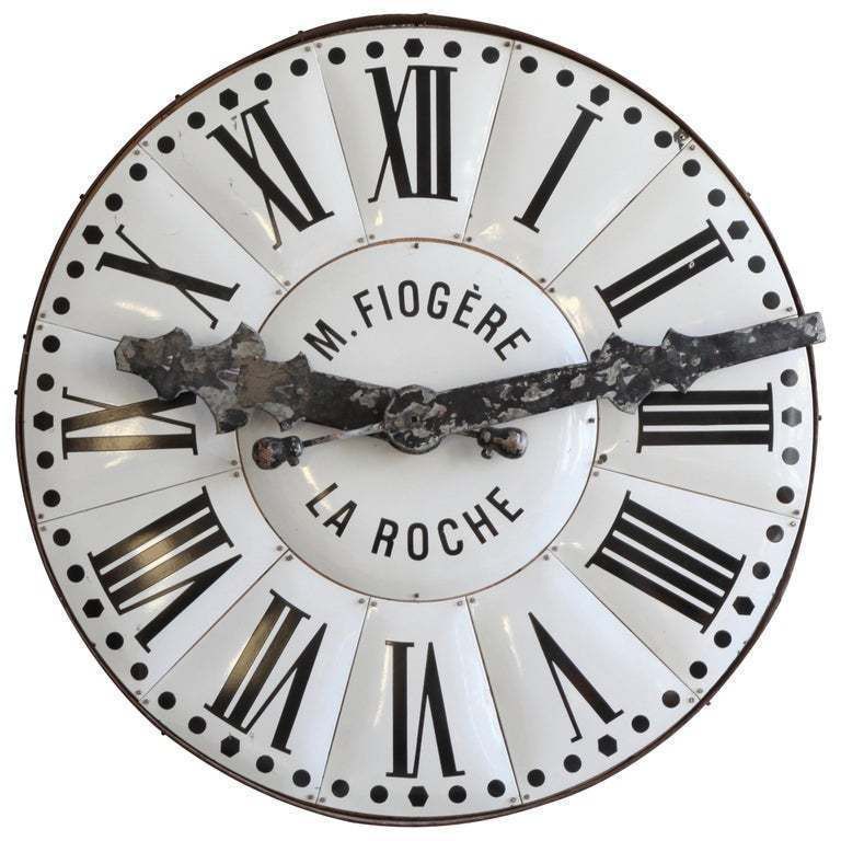 Large French Turn Of The Century White Enamelled Clock Face From La Roche