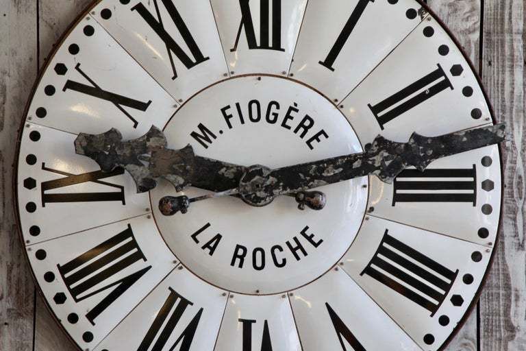 photo for sale Large French Turn Of The Century White Enamelled Clock Face From La Roche