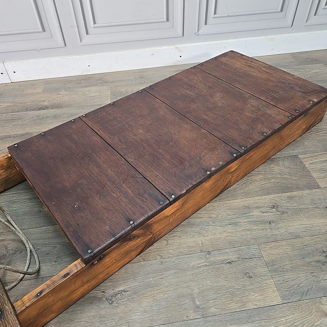 Antique Wooden Sledge Sleigh Rustic Decorative Garden Display Wall Shelf Vintage photo for sale
