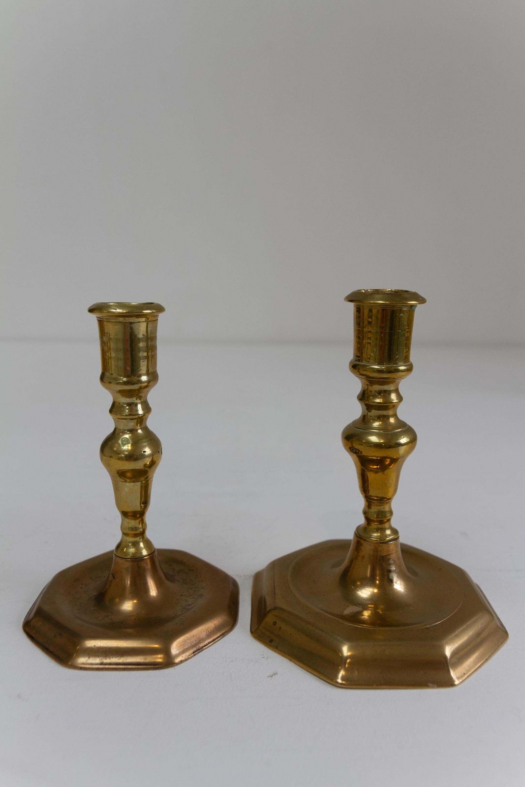 photo furniture Antique Danish Baroque Brass Candlesticks. Set Of 6.