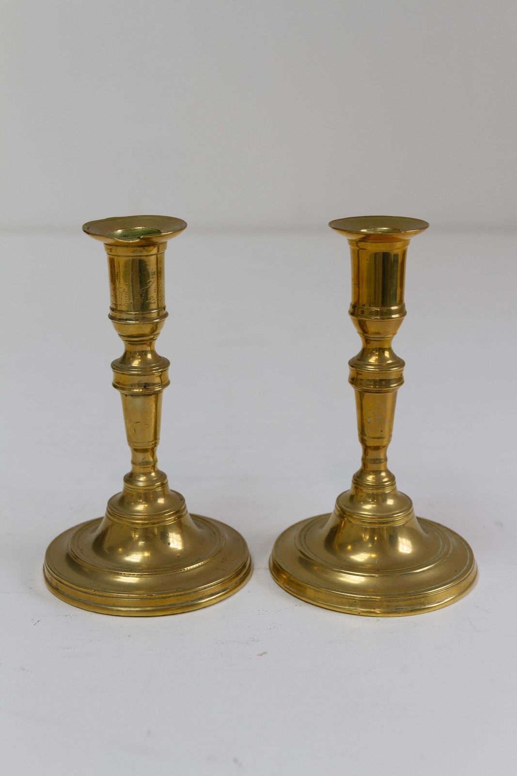 710.0 Antique Danish Baroque Brass Candlesticks. Set Of 6. photo
