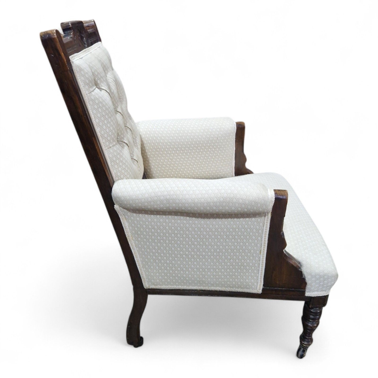 photo buy Victorian Fireside Chair Antique Carved Occasional Salon Chair Bedroom Chair
