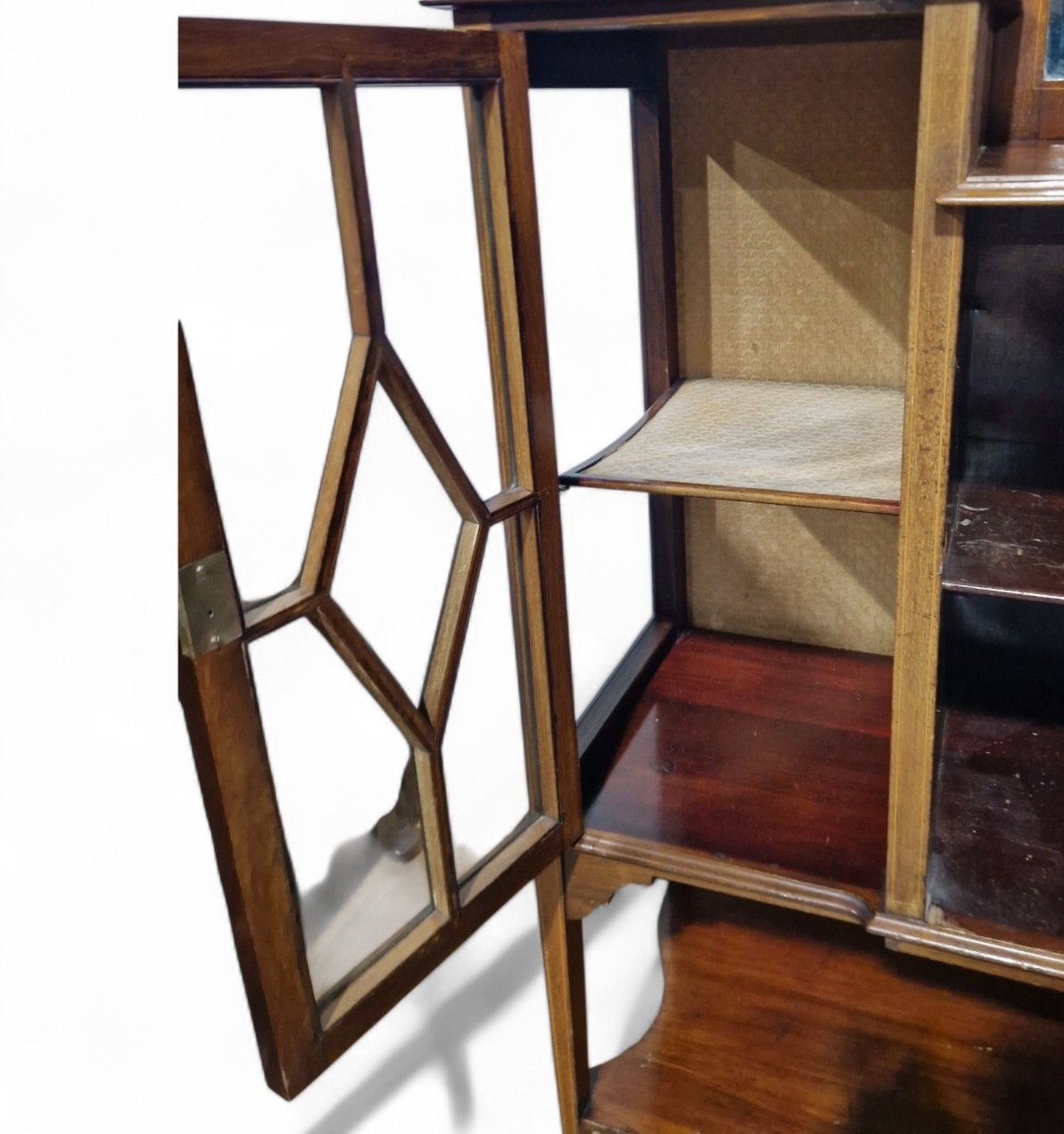 photo furniture Edwardian Display Cabinet Glazed Inlaid Mahogany China Cabinet With Mirror Back