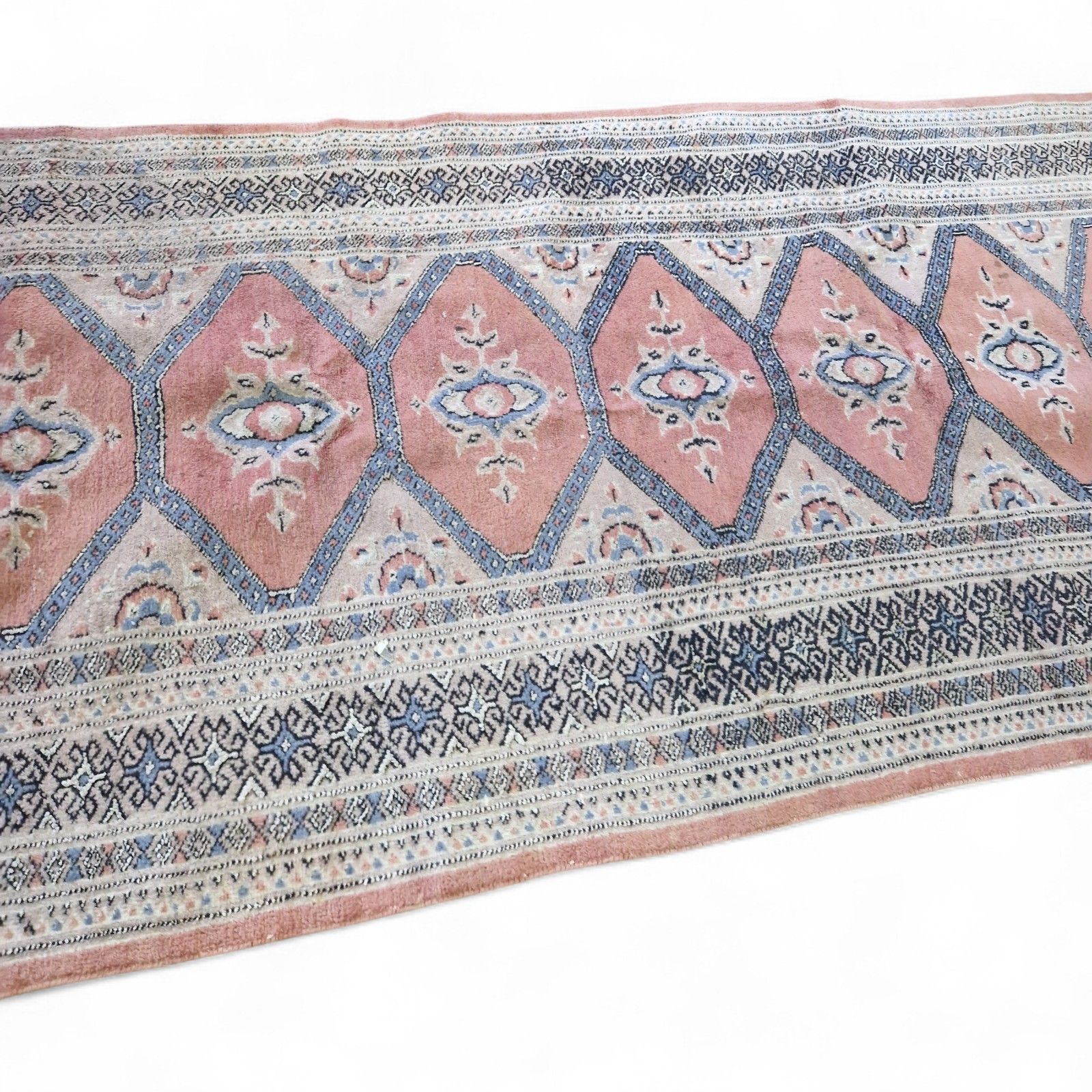 Traditional Carpet Runner Diamond Medallion Pattern Hallway Wool Rug 3m photo vintage
