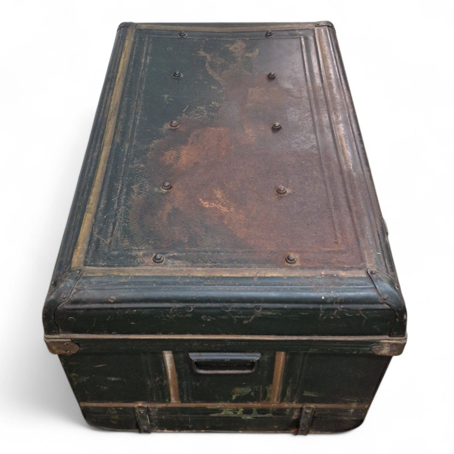 photo vinterior Vintage Metal Storage Trunk Large Industrial Box Metal Storage Chest