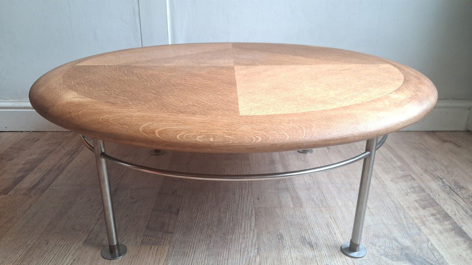 Modernist /Bauhaus Mid Century  Oak And Industrial Metal Drinks/Coffee Table photo vintage