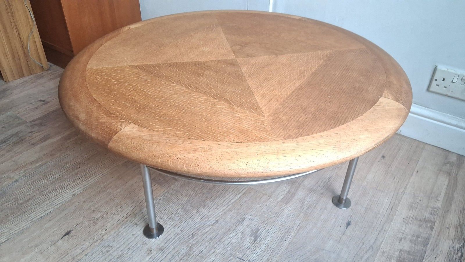 Furniture Modernist /Bauhaus Mid Century  Oak And Industrial Metal Drinks/Coffee Table photo