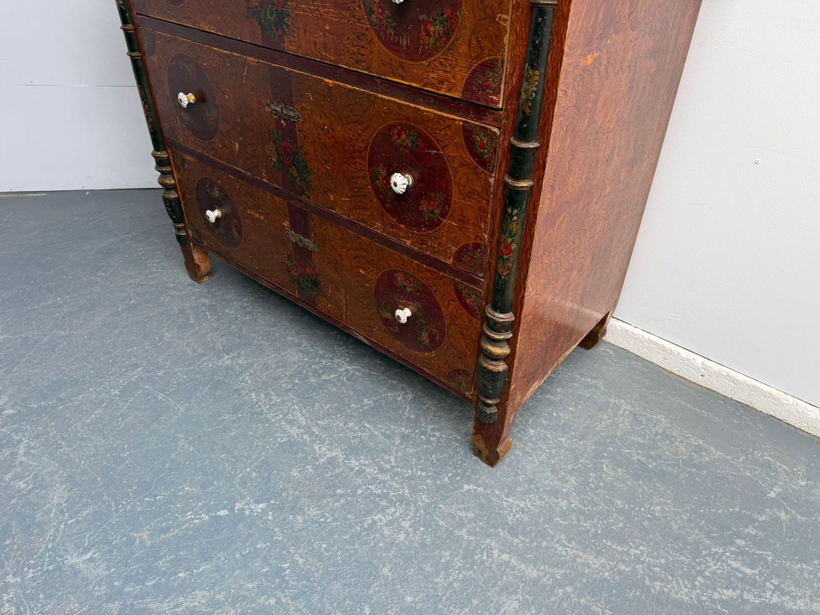 An Originally Painted Antique  Pine Genuine Hungarian Chest Of Drawers photo for sale