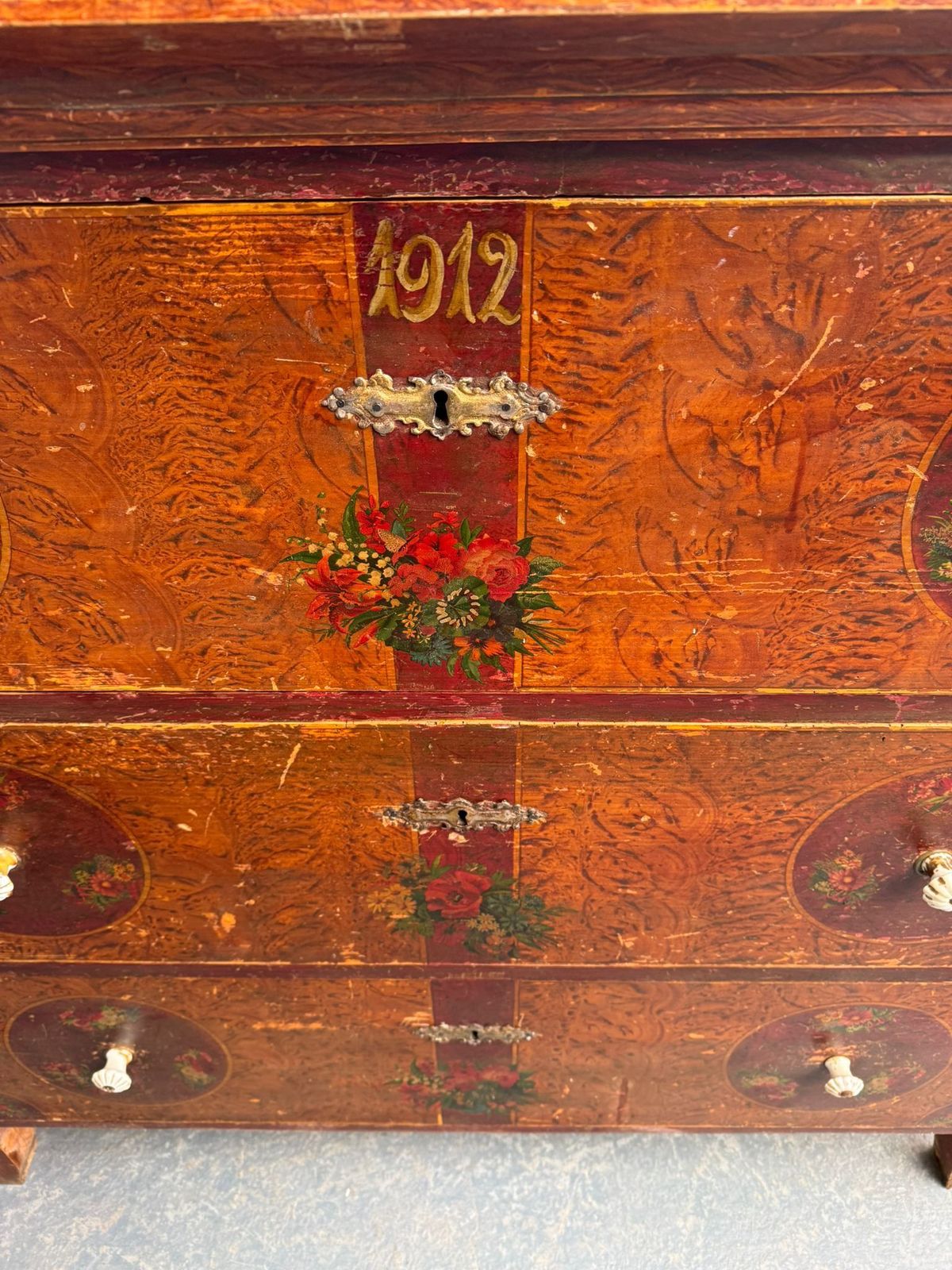 An Originally Painted Antique  Pine Genuine Hungarian Chest Of Drawers photo vinterior