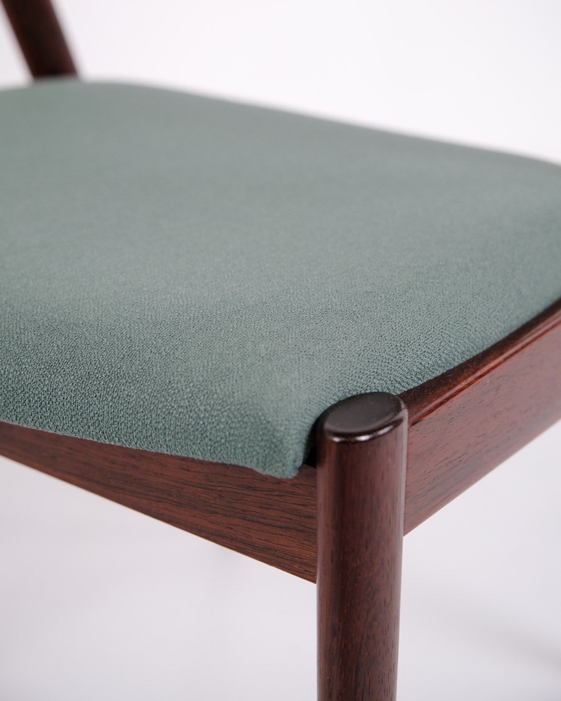 Kai Kristiansen Model 42 Dining Chairs In Rosewood With Turquoise Blue Upholstery, Set Of 6, 1960s photo vinterior