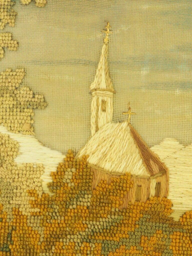 Charming Antique ‘Royal College Of Needle Art’ Wool And Silk Tapestry photo vinterior