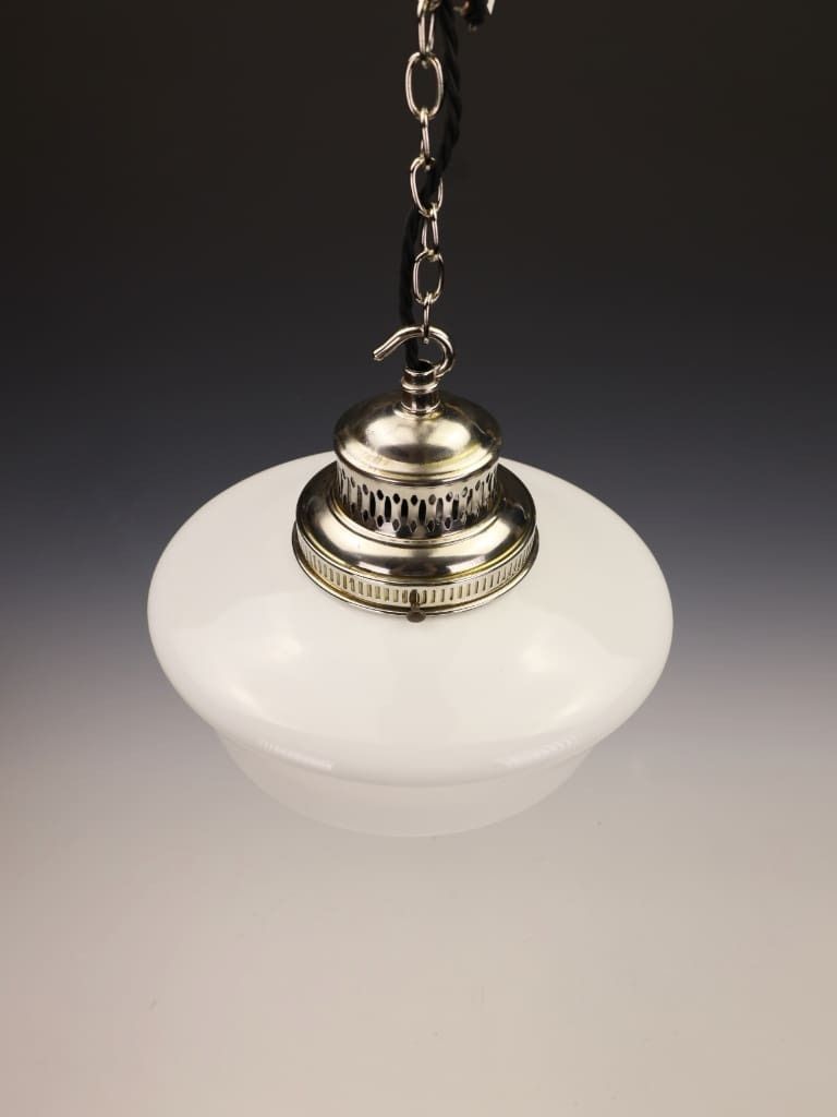 Fine Antique Opaline Pendant Light With Silver Plated Gallery photo 495.0