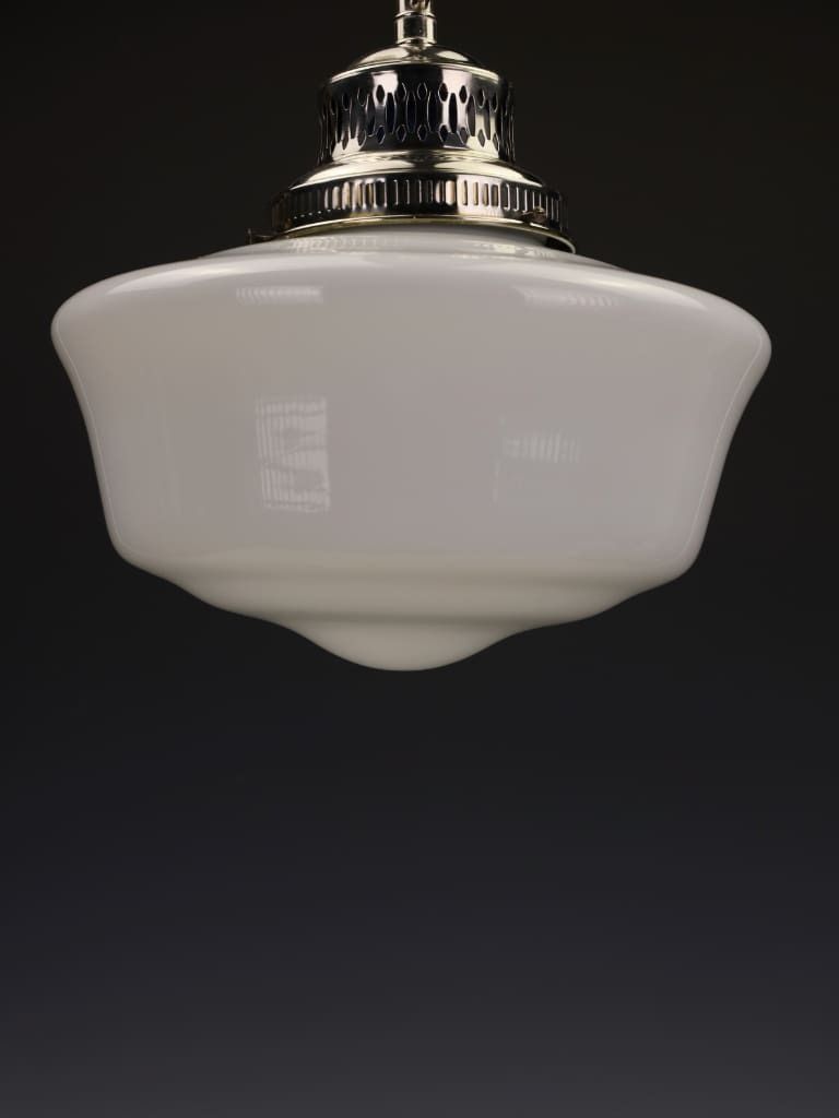 Fine Antique Opaline Pendant Light With Silver Plated Gallery photo vinterior