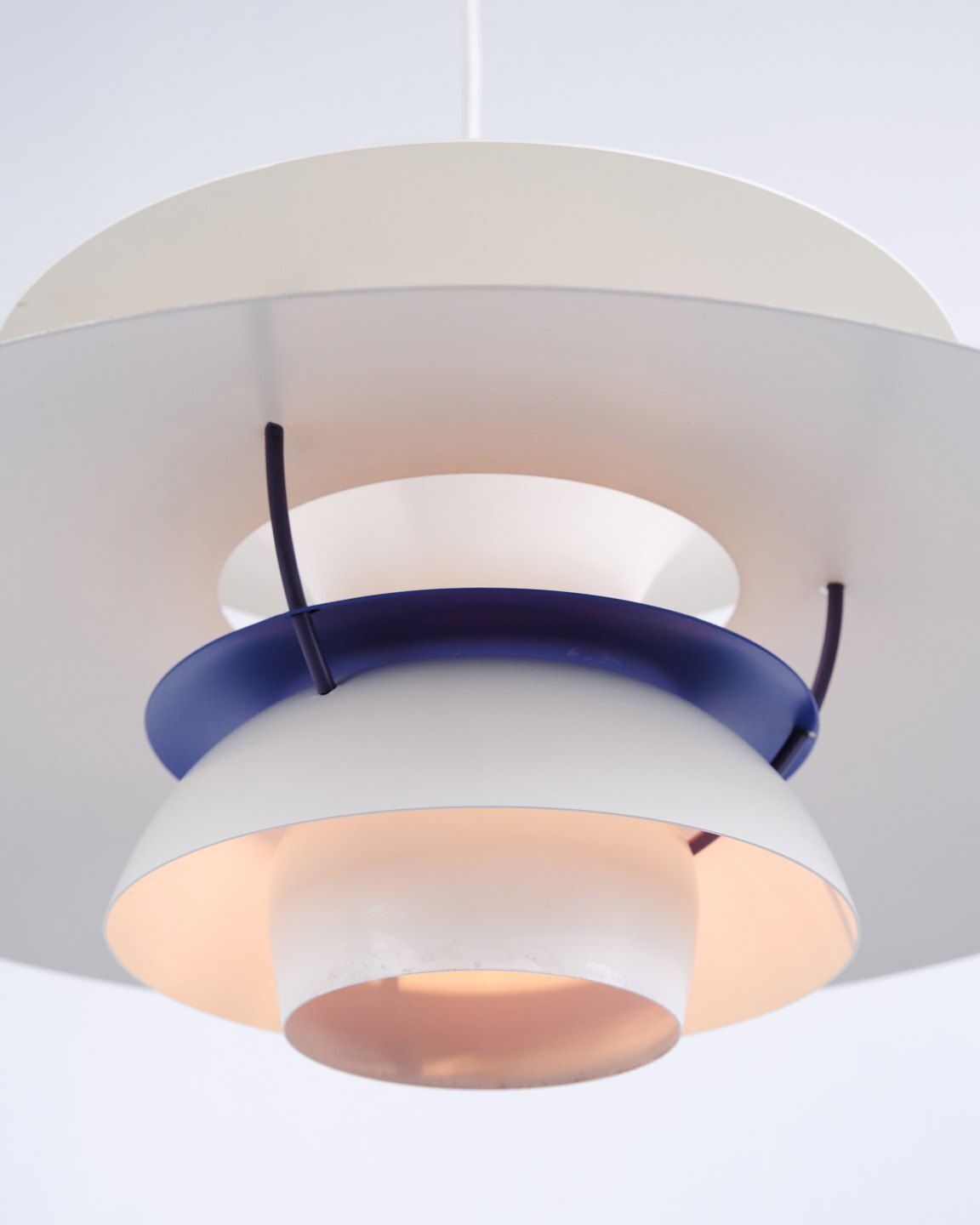 Poul Henningsen Pendant Model Ph 5 In White Lacquered Metal, Louis Poulsen photo vintage