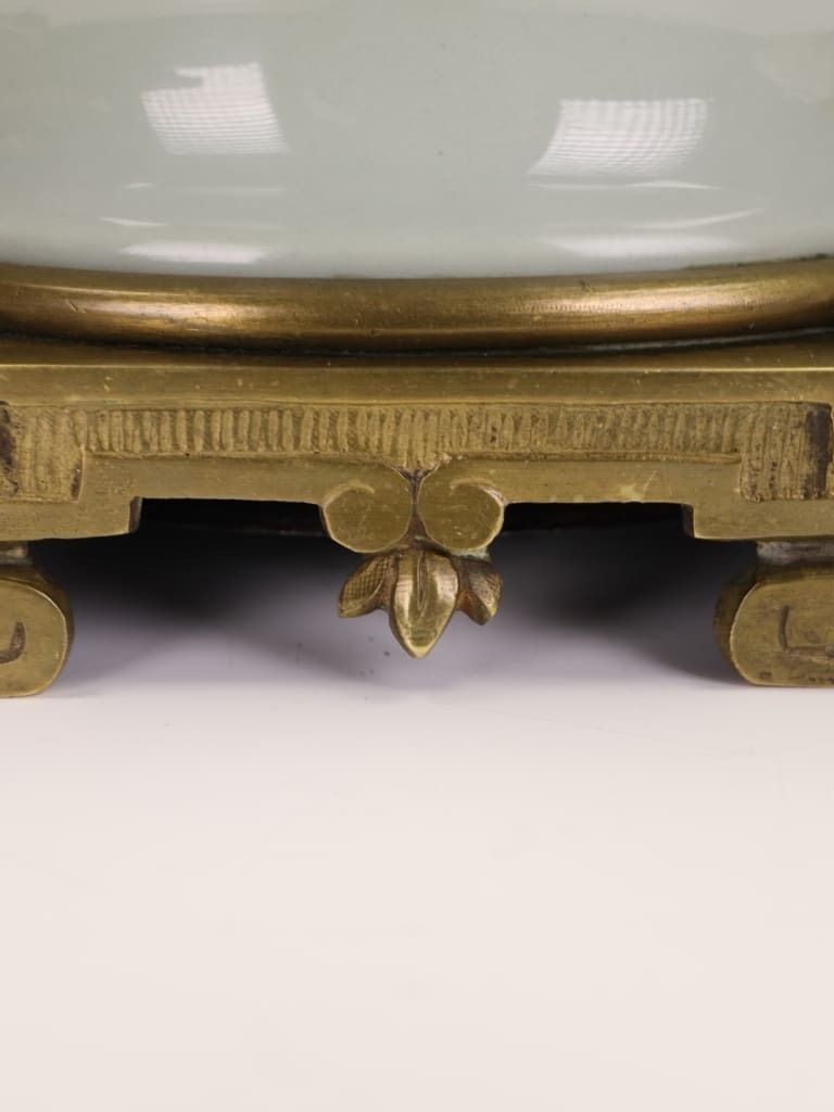Lighting Fine French Celadon Table Lamp With Gilt Bronze Mounts — Stamped Paris photo