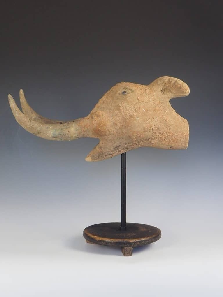 Antique Hand Carved Wooden Head Sculpture Of A Mythical Animal photo furniture