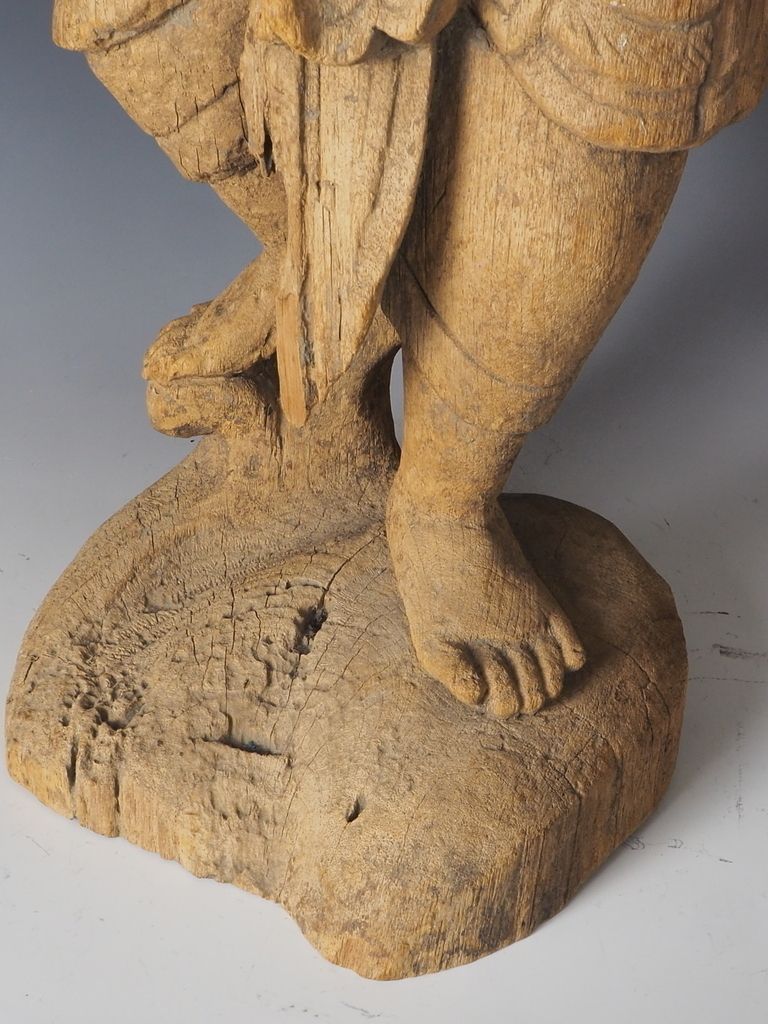 Antique Carved Thai Wooden Sculpture Of A Dancing Apsara photo for sale