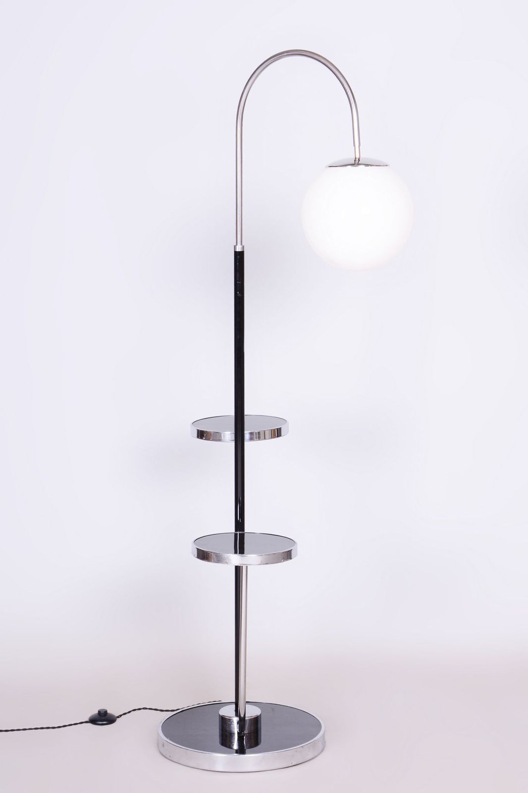 Lighting Restored Bauhaus Floor Lamp, J. Halabala, Up Zavody, Chrome, Czechia, 1930s photo