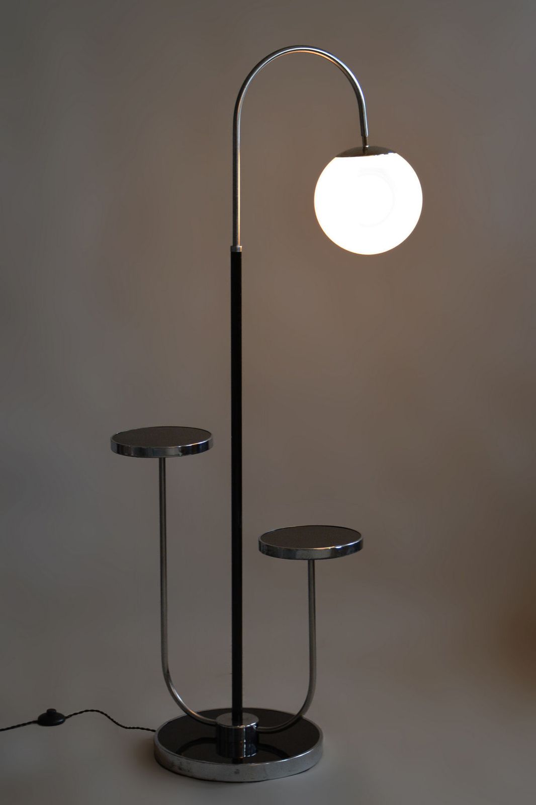 1250.0 Restored Bauhaus Floor Lamp, J. Halabala, Up Zavody, Chrome, Czechia, 1930s photo