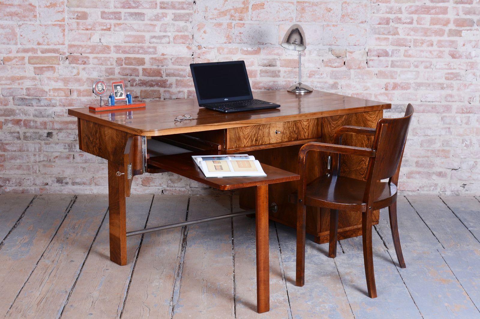 photo for sale Restored Art Deco Writing Desk, By Up Závody, Walnut, Repolished, Czech, 1930s