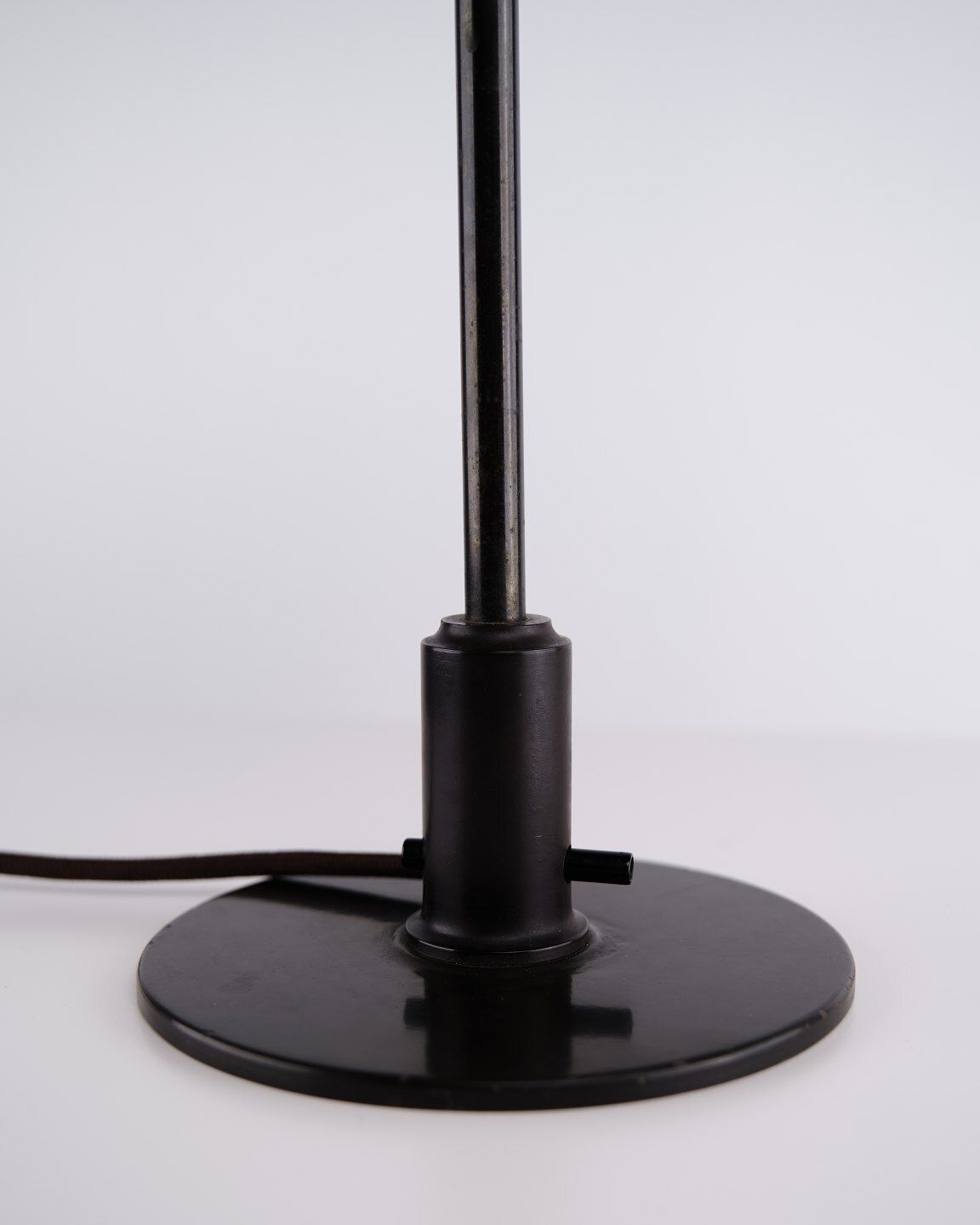 Poul Henningsen Table Lamp Model Ph 3.5/2 In Copper With Amber Shades And Base In Burnished Brass, Louis Poulsen 1930s photo for sale