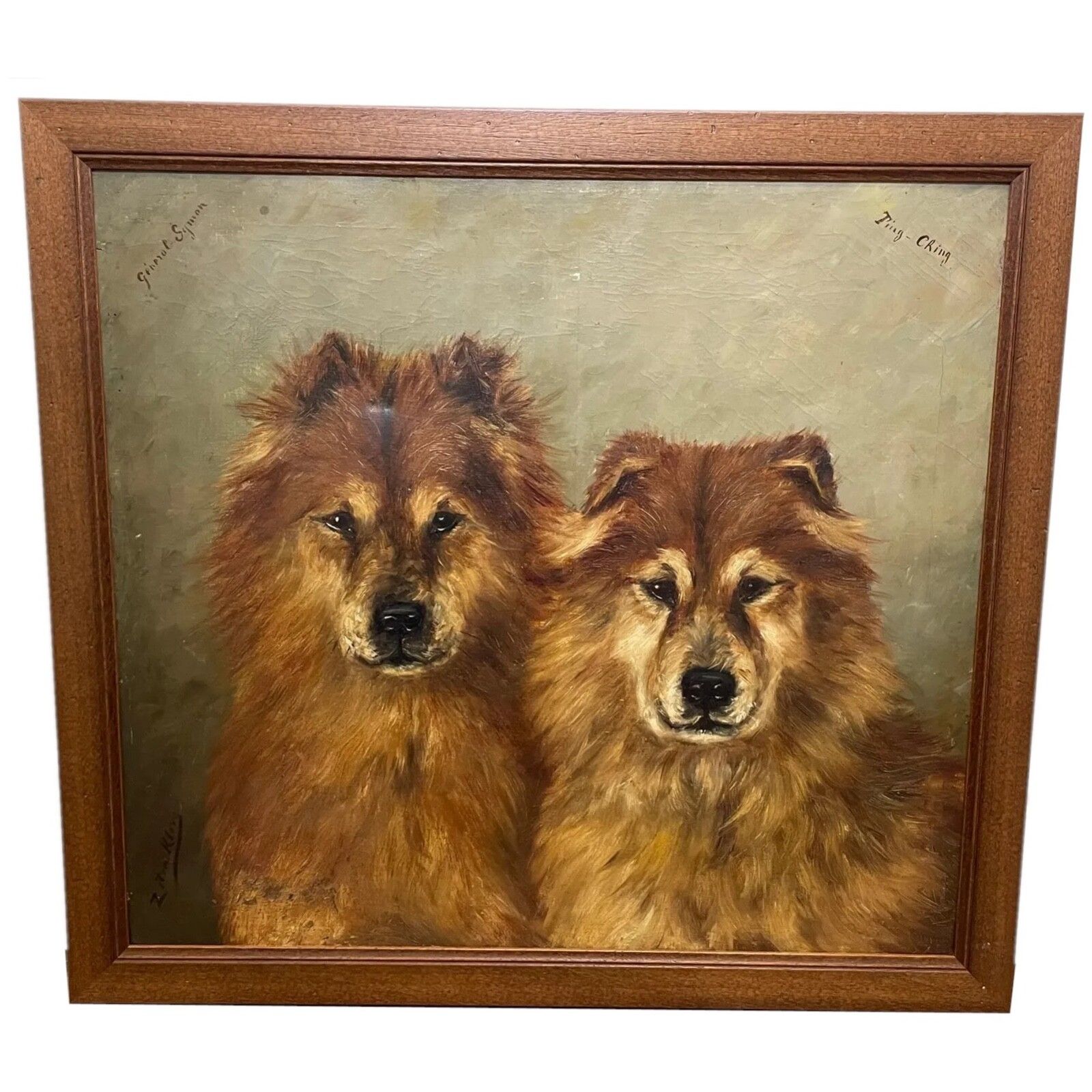 Painting Général Symon & Ping Ching Two Chinese Chow Chow Dogs By Zilia Klias
