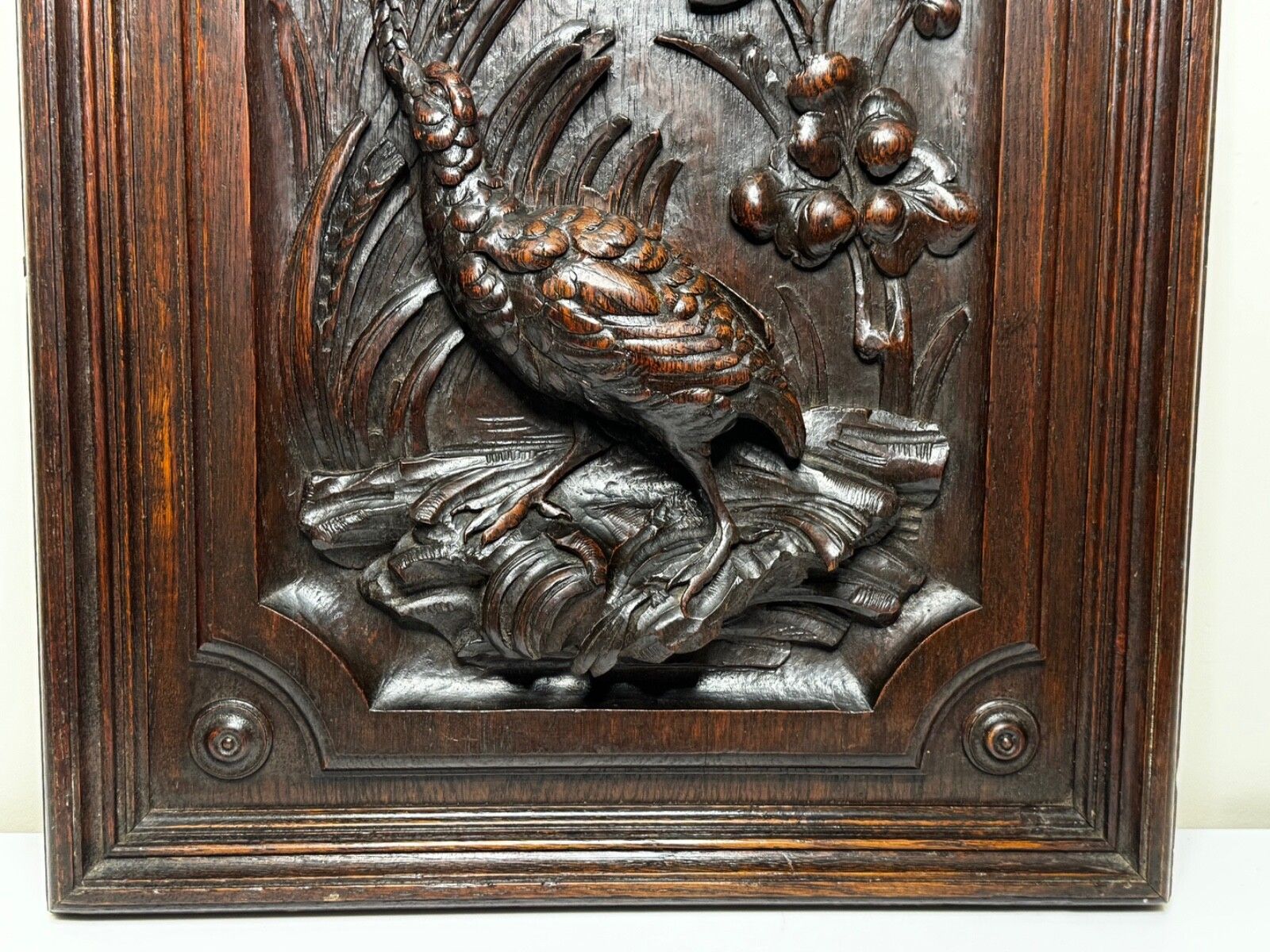 🏛️ Exceptional Victorian Carved Hunting Panel Pugin Design Grouse In Wetlands photo Art