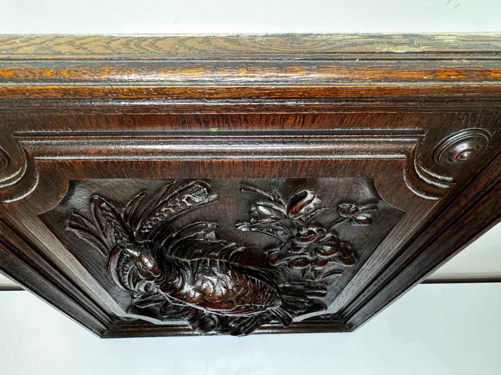 3950.0 🏛️ Exceptional Victorian Carved Hunting Panel Pugin Design Grouse In Wetlands photo