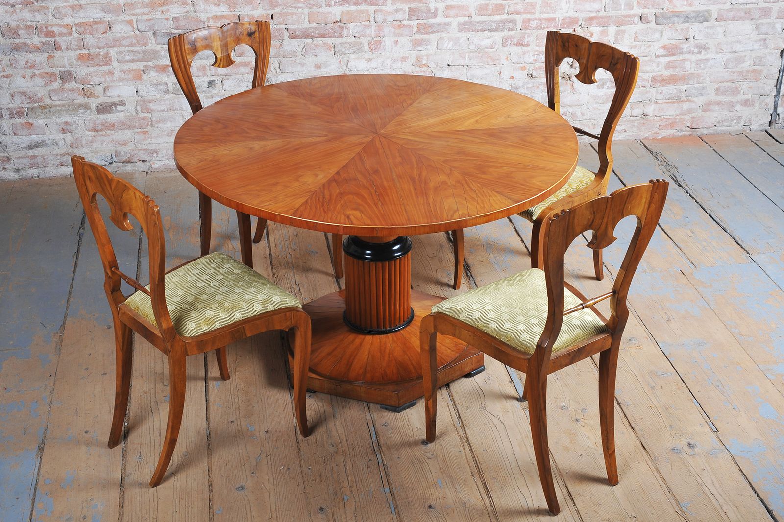 Set Of Four Restored Biedermeier Chairs, Walnut, Revived Polish, Czech, 1840s photo furniture