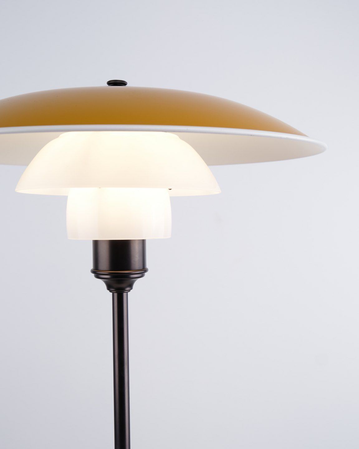 Poul Henningsen Table Lamp Model Ph 3½ 2½ In Yellow Metal With Frame In Burnished Brass, Louis Poulsen photo for sale