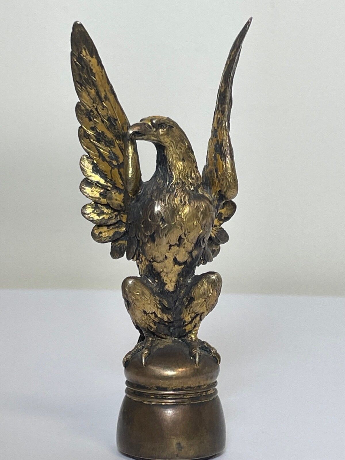 French 19th Century Gilt Bronze Eagle Bird Desk Wax Seal Stamp Sculpture photo for sale