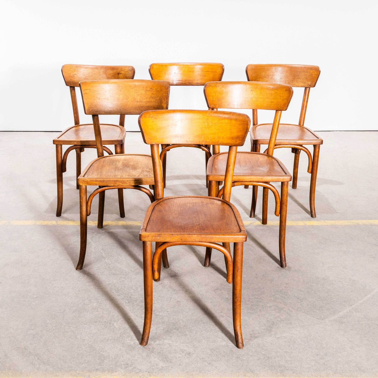 1950’s Honey Thin Slim Back Baumann Dining Chairs   Set Of Six