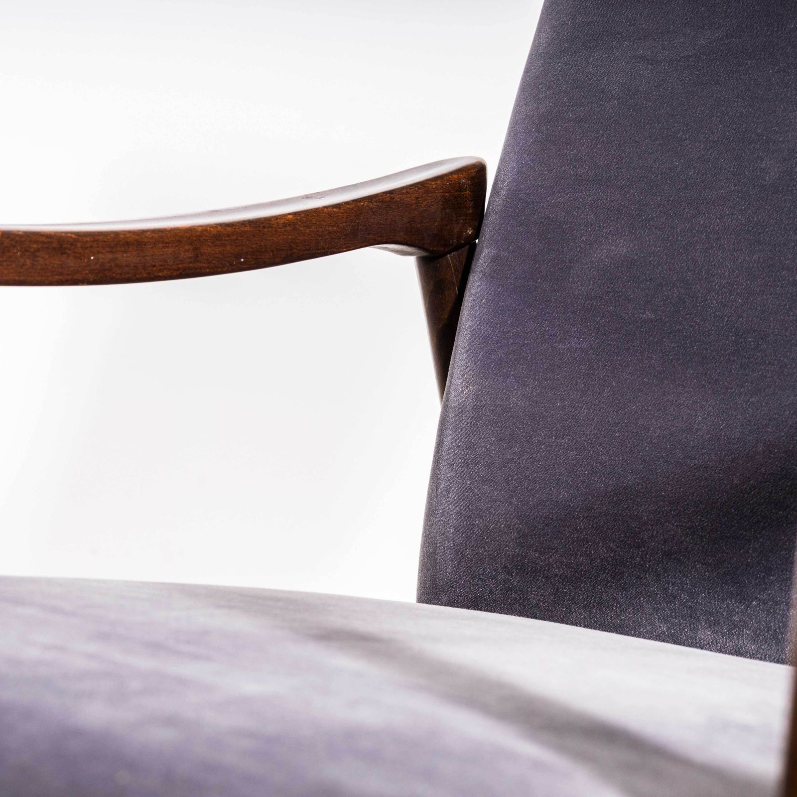 1950’s Jaroslav Smidek Original Re Upholstered Armchairs In Grey Cotton Velvet photo vintage