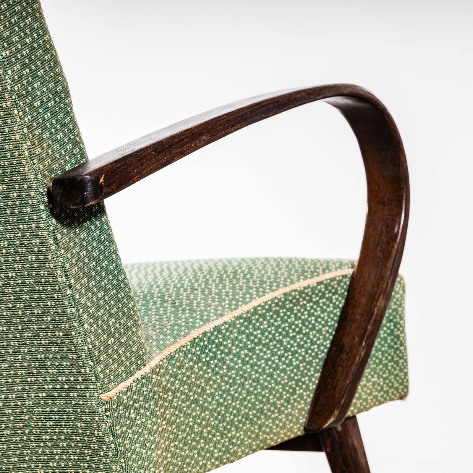 1950’s Jaroslav šmídek Original Sprung Seat Armchairs In Geometric Jacquard Fabric photo buy