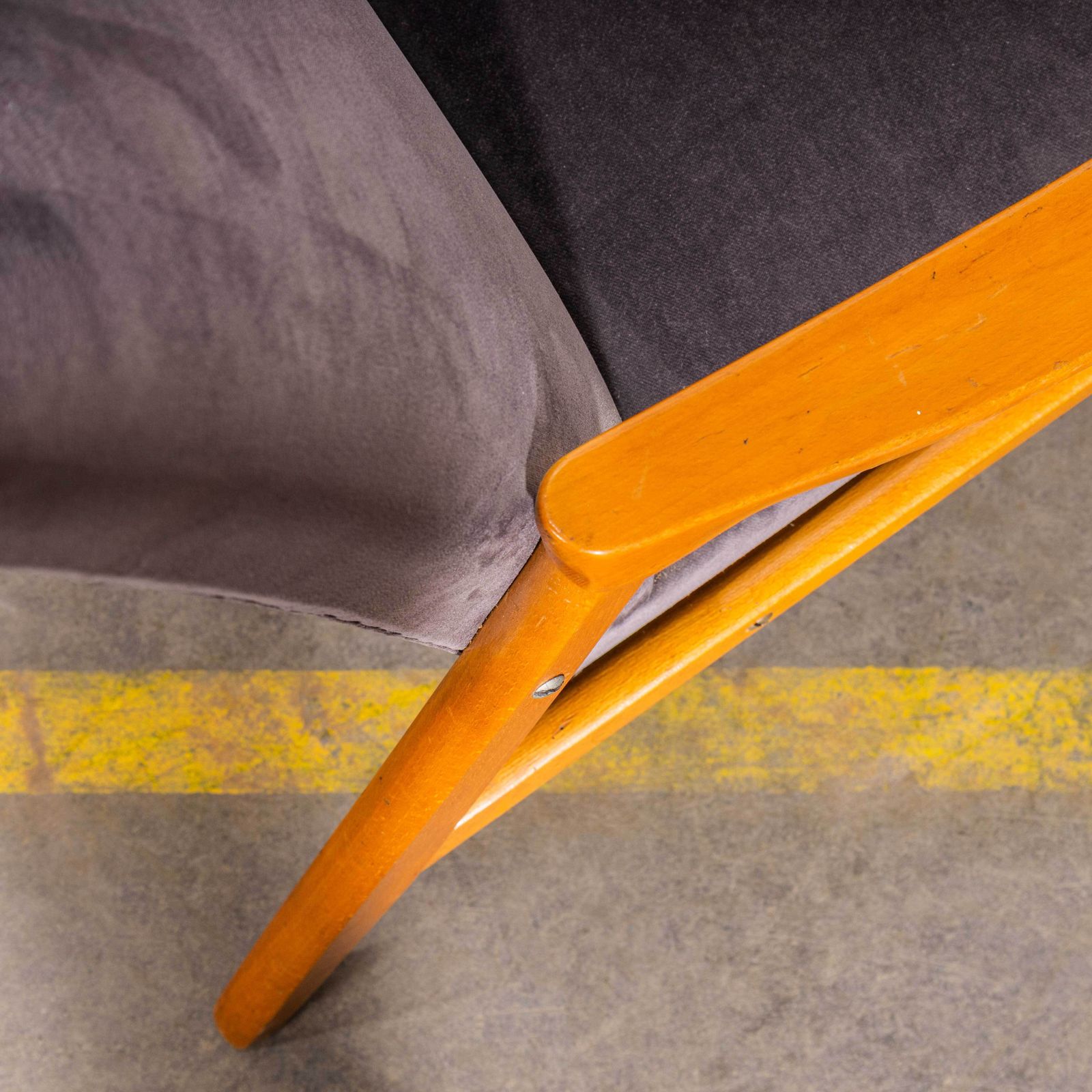 photo furniture 1950's Jaroslav Smidek Original Re Upholstered Armchairs   Grey Cotton Velvet With Light Frame