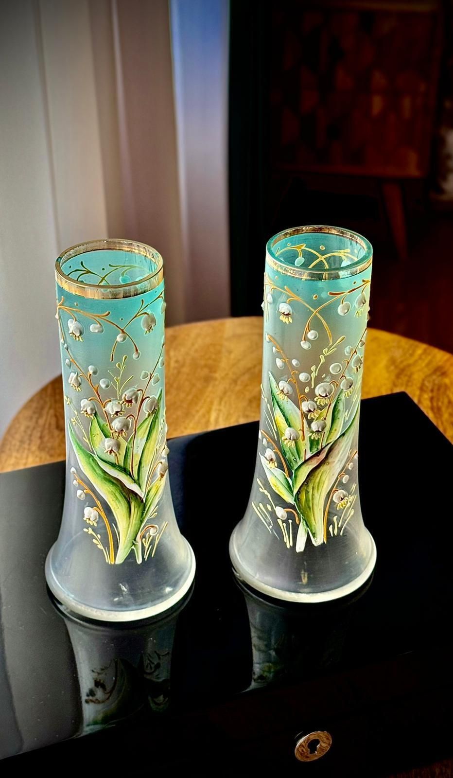 Pair Of Art Nouveau Satin Glass Vases, Attributed To Legras photo furniture