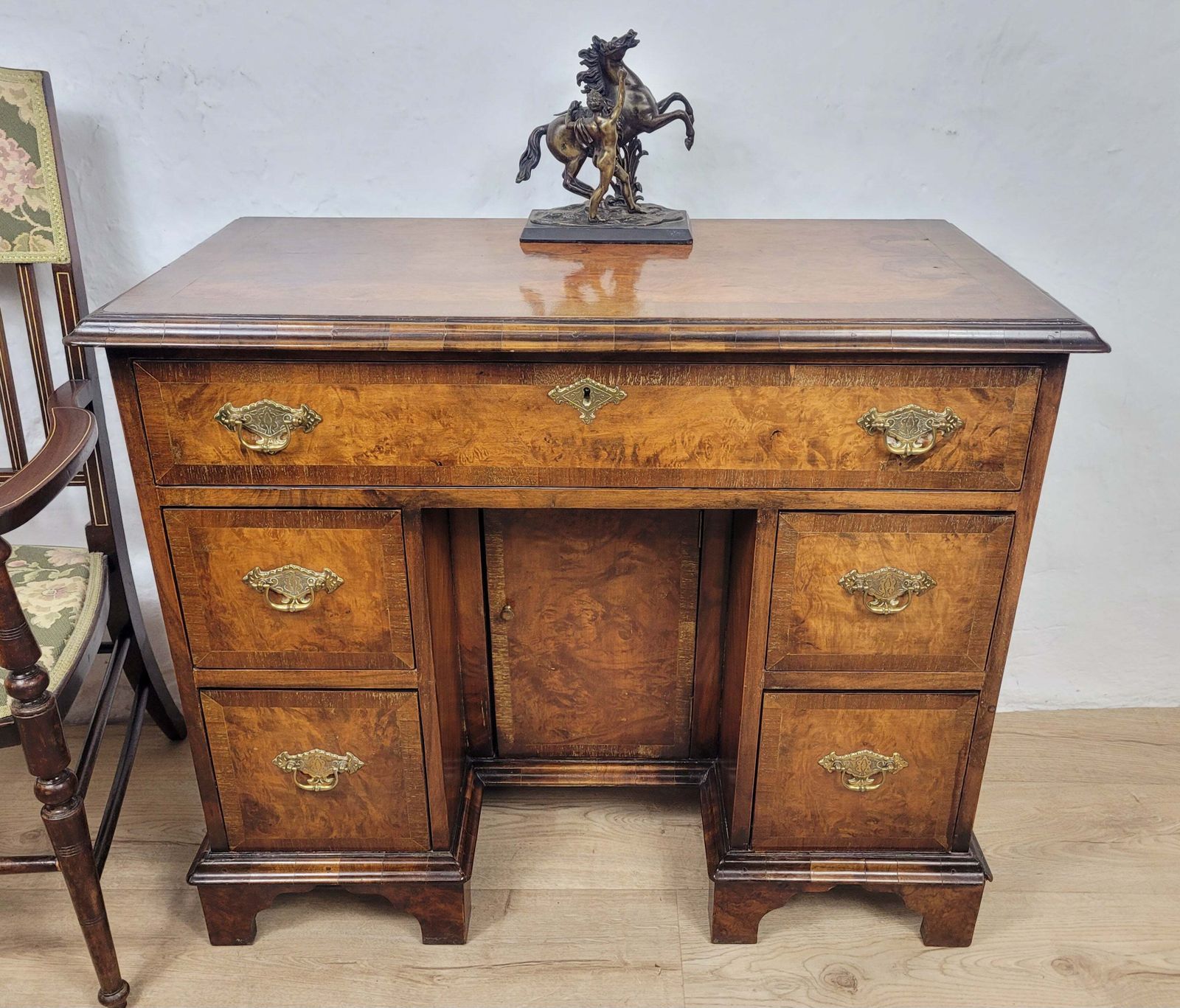 Walnut Writing Desk 18th Century Style Knee Hole Drawers