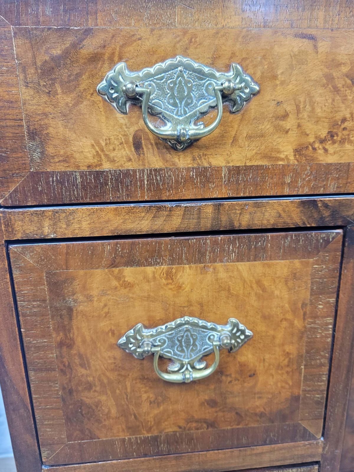 Walnut Writing Desk 18th Century Style Knee Hole Drawers photo vintage