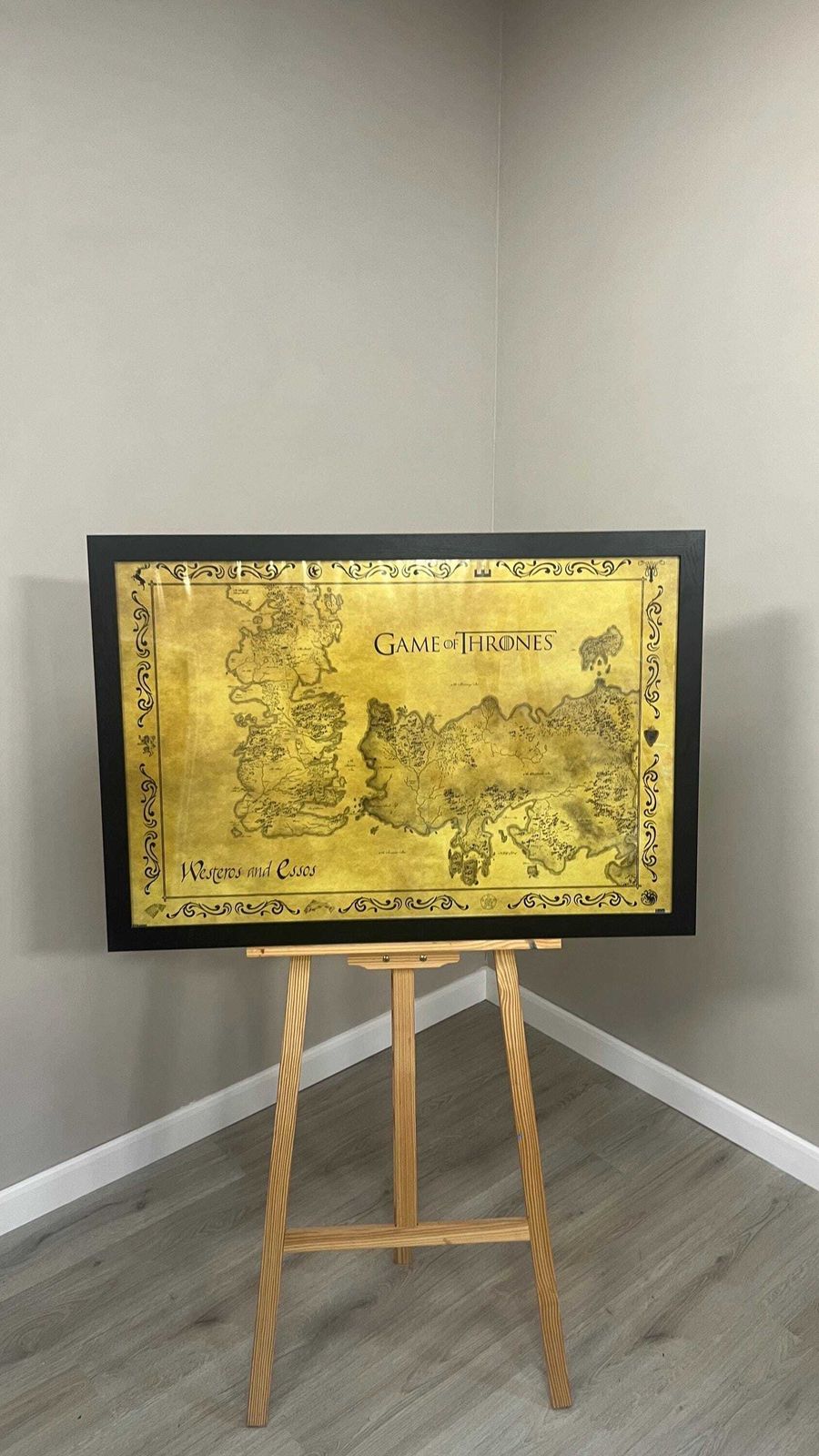 Framed Glazed Game Of Thrones Westeros And Essos Map Picture Poster